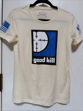 Unisex Grunt Style Cream T-Shirt with Black Print